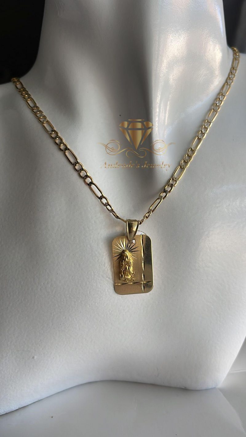 Medalla de la Virgen de Guadalupe 3.0gr y Cadena fígaro