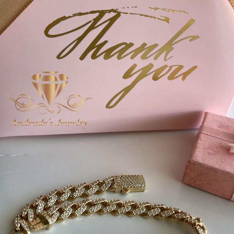 Esclava unisex oro amarillo con piedras blancas de san Judas