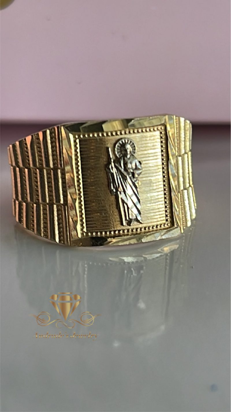 Anillo en oro amarillo y blanco para caballero de san Judas