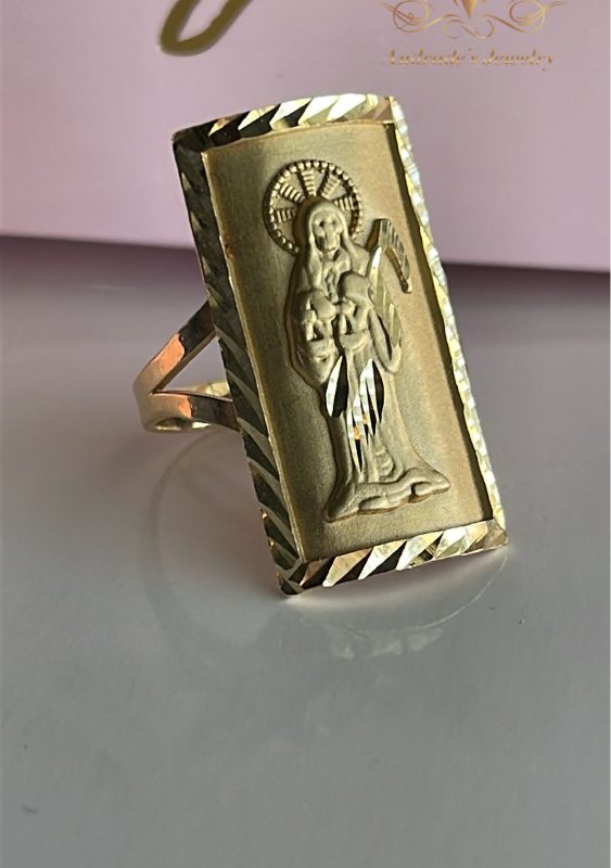 Anillo en oro amarillo de la santa muerte