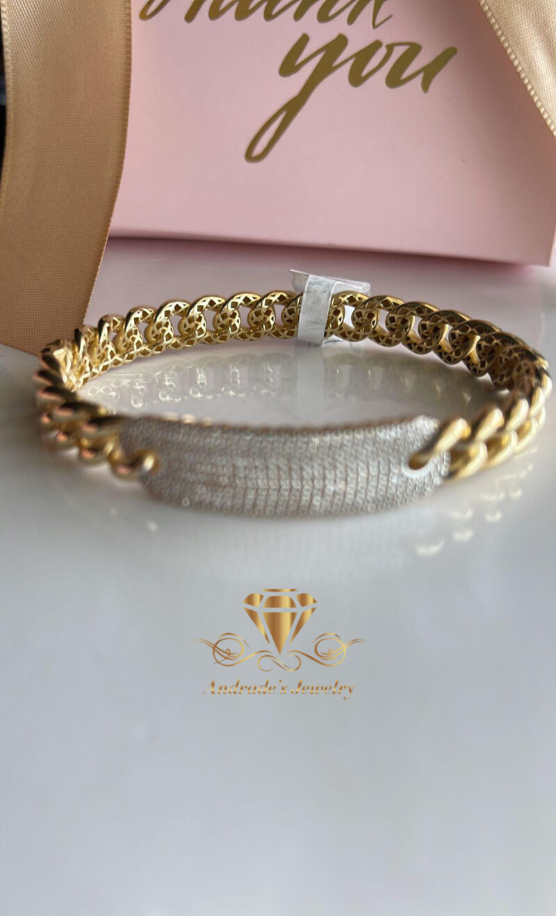 Brazalete oro amarillo con piedra blancas