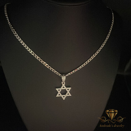 Dije estrella de David en plata con zirconia